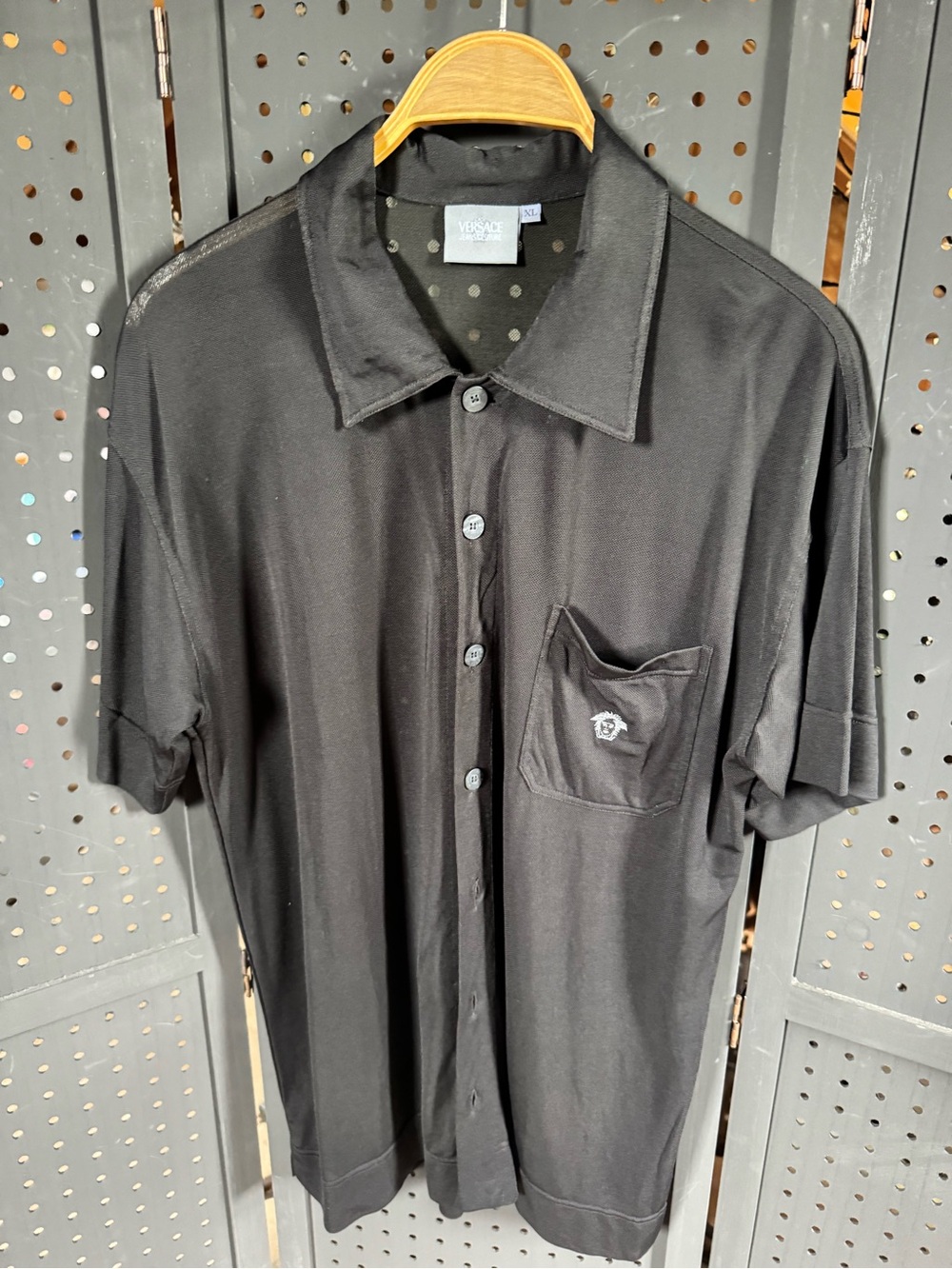 Versace Collection Black Short-Sleeve Polo Shirt